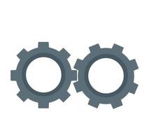 Gears. Details of mechanism and machine. Interaction and collaboration icon. Steel object. Flat cartoon vector