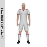 3D realistic soccer player mockup. United Arab Emirates Football vector