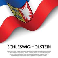 Waving flag of Schleswig-Holstein is a state of Germany on white vector
