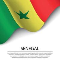 ondeando la bandera de senegal sobre fondo blanco. tem de la bandera o de la cinta vector