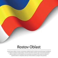Waving flag of Rostov Oblast is a region of Russia on white back vector