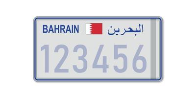 Car number plate . Vehicle registration license of Bahrain. With vector