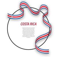 Waving ribbon flag of Costa Rica on circle frame. Template for i vector