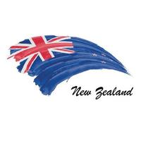 Watercolor painting flag of New Zealand. Brush stroke illustrati vector