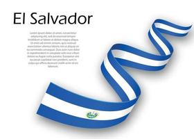 cinta ondeante o pancarta con la bandera de el salvador. plantilla para yo vector