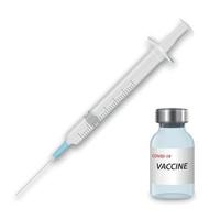 3d realistic Syringe with needle and vaccination vial, Vaccine i for your design vector