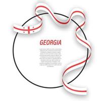 Waving ribbon flag of Georgia on circle frame. Template for inde vector