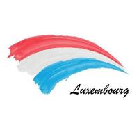 Watercolor painting flag of Luxembourg. Brush stroke illustratio vector