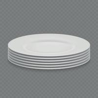3d realistic white dish plate isolated, front vew vector