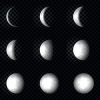 Vector moon phase set . Vector illustration