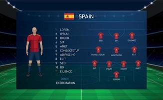 gráfico de transmisión de marcador de fútbol con spa de equipo de fútbol de escuadrón vector