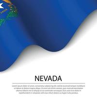 Waving flag of Nevada is a state of USA on white background. vector