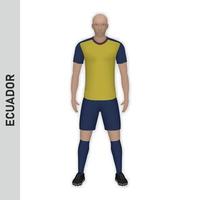 3D realistic soccer player mockup. Ecuador Football Team Kit tem vector