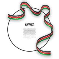 Waving ribbon flag of Kenya on circle frame. Template for indepe vector