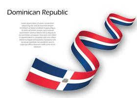 Waving ribbon or banner with flag of Dominican Republic. Templat vector