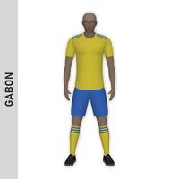 3D realistic soccer player mockup. Gabon Football Team Kit templ vector