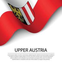 Waving flag of Upper Austria is a state of Austria on white back vector