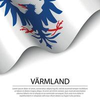 Waving flag of Varmland is a province of Sweden on white backgro vector