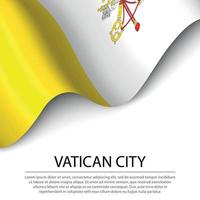 Waving flag of Vatican City on white background. Banner or ribbo vector