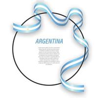 Waving ribbon flag of Argentina on circle frame. Template for in vector