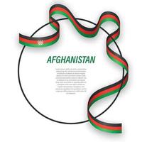 Waving ribbon flag of Afghanistan on circle frame. Template for vector