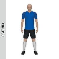3D realistic soccer player mockup. Estonia Football Team Kit tem vector