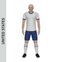 3D realistic soccer player mockup. United States Football Team K vector