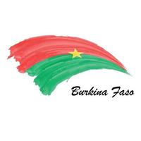 Watercolor painting flag of Burkina Faso. Brush stroke illustrat vector