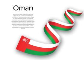 Waving ribbon or banner with flag of Oman. Template for independ vector