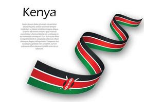 Waving ribbon or banner with flag of Kenya. Template for indepen vector