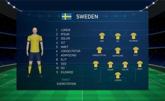 Football scoreboard broadcast graphic with squad soccer team Swe vector