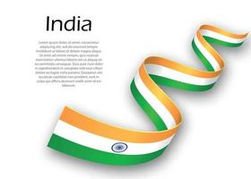 cinta ondeante o pancarta con la bandera de la india. plantilla para independiente vector