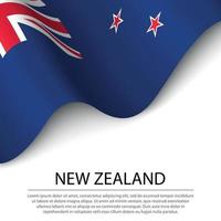 Waving flag of New Zealand on white background. Banner or ribbon vector