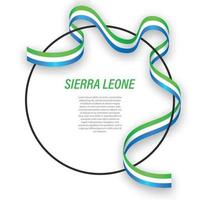 Waving ribbon flag of Sierra Leone on circle frame. Template for vector