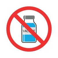 vaccination vial under the red forbidden sign, anti vaccine symb for your design vector