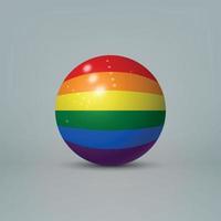 Bola 3d con bandera del orgullo lgbt. plantilla para el mes del orgullo vector