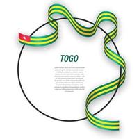 Waving ribbon flag of Togo on circle frame. Template for indepen vector