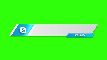 Simple Animated Skype Lower Third Banner with Follow Green Screen Free Video