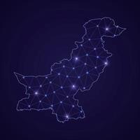 Digital network map of Pakistan. Abstract connect line and dot vector