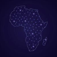 Digital network map of Africa. Abstract connect line and dot vector