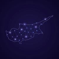 Digital network map of Cyprus. Abstract connect line and dot vector