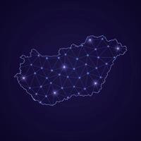 Digital network map of Hungary. Abstract connect line and dot vector