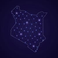 Digital network map of Kenya. Abstract connect line and dot vector