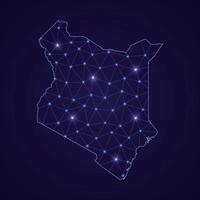 Digital network map of Kenya. Abstract connect line and dot vector