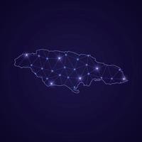 Digital network map of Jamaica. Abstract connect line and dot vector