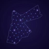 mapa de red digital de jordania. punto y línea de conexión abstracta vector