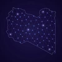 Digital network map of Libya. Abstract connect line and dot vector