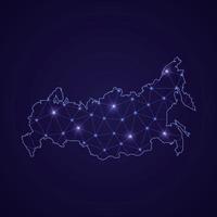 Digital network map of Russia. Abstract connect line and dot vector