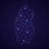 Digital network map of Qatar. Abstract connect line and dot vector
