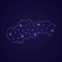 Digital network map of Slovakia. Abstract connect line and dot vector